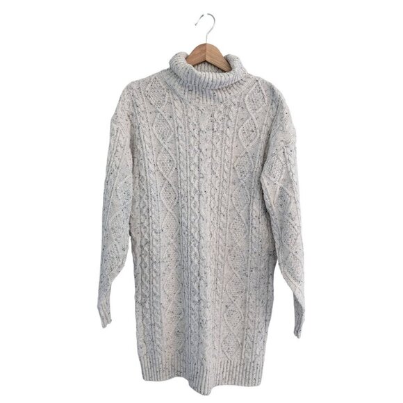 Le Lis Wool Blend Long Line Cable Knit Turtleneck Tunic Sweater Size S - Picture 1 of 7